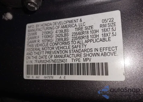 2022 Honda Cr-V Awd Ex из США, поврежденный, VIN 7FARW2H57NE029431